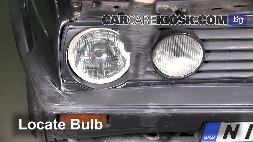 1988 Volkswagen Golf TDI 1.6L 4 Cyl. Turbo Diesel Éclairage Feux de route (remplacer l'ampoule)